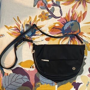 lululemon athletica Black Crossbody Bag with Silver Accents